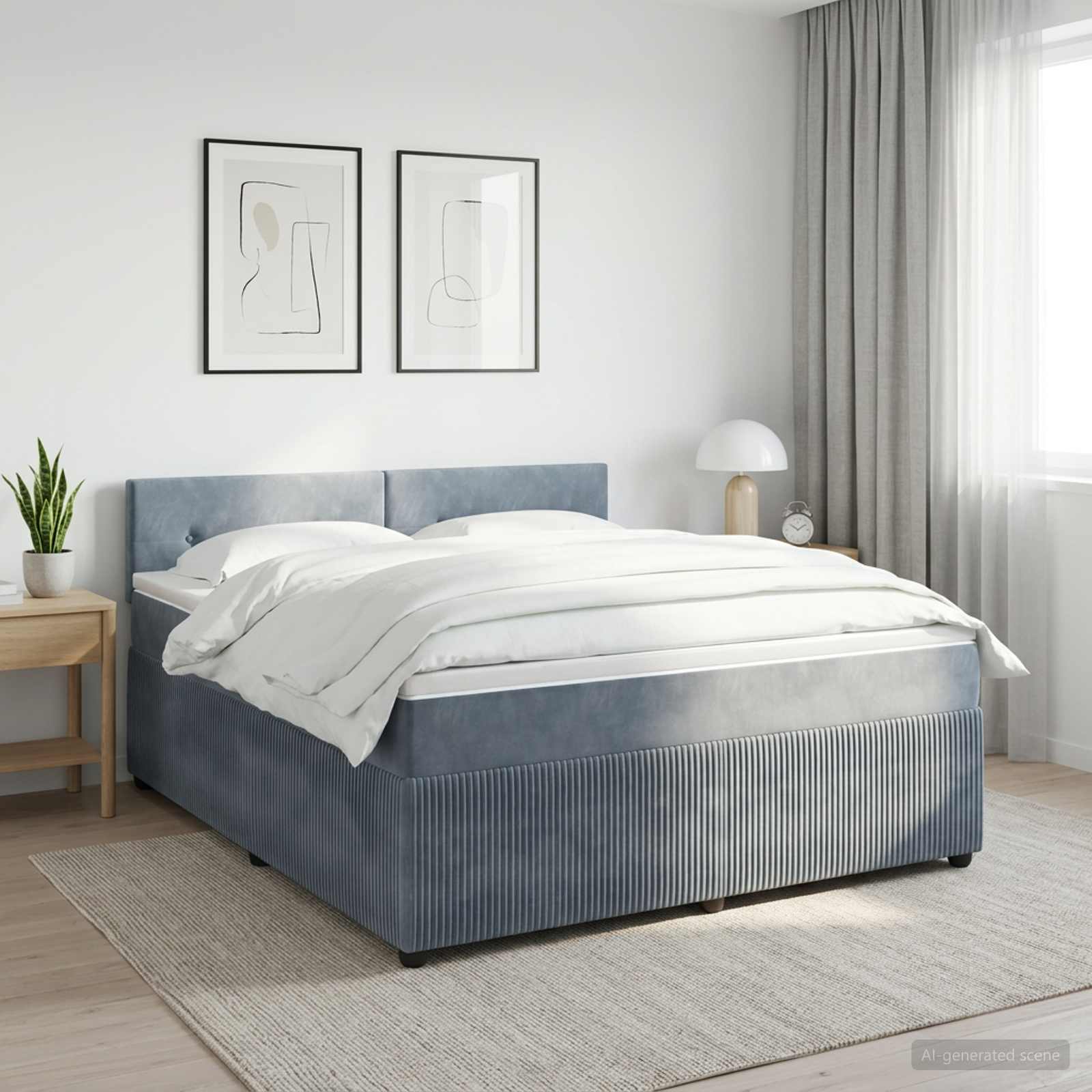 Lit boxspring avec matelas Gris foncé 140 x 200 cm Velours