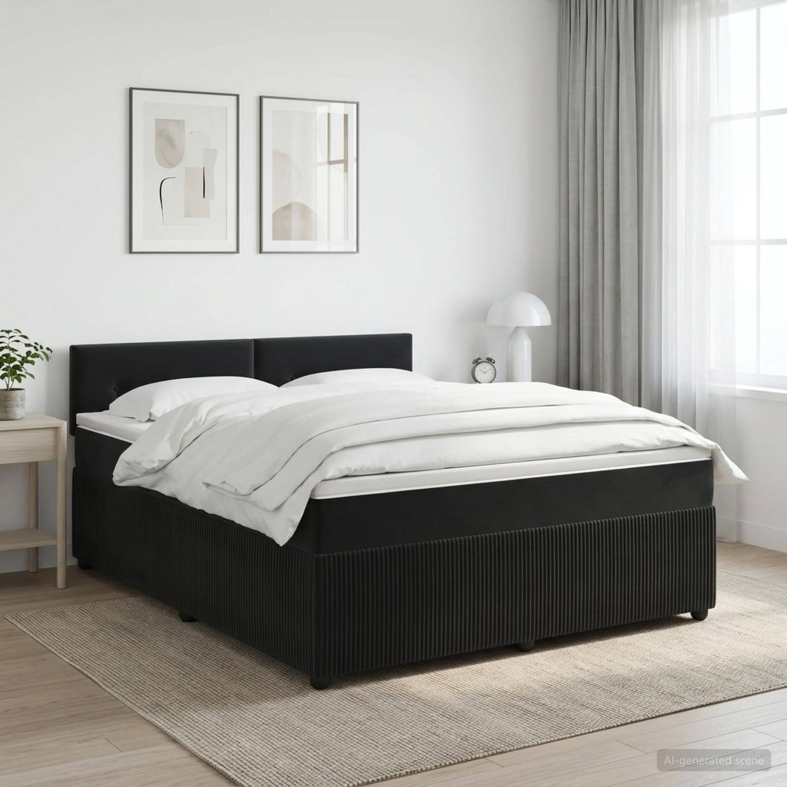 Lit boxspring avec matelas Noir 140 x 190 cm Velours