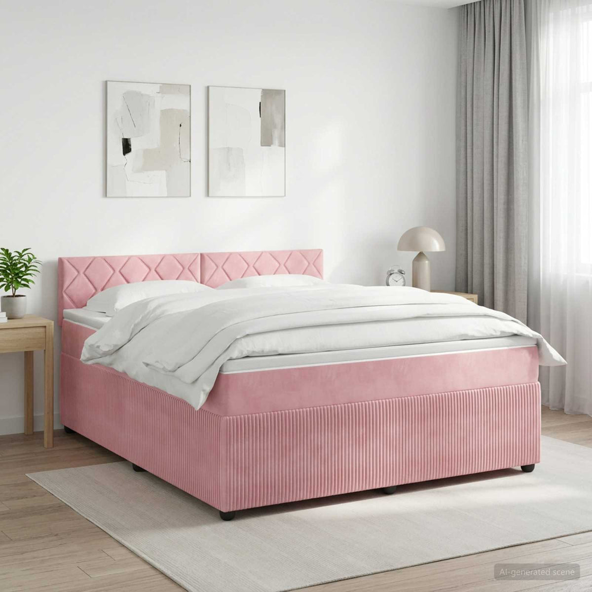 Lit boxspring avec matelas Rose 140 x 200 cm Velours - XIOS