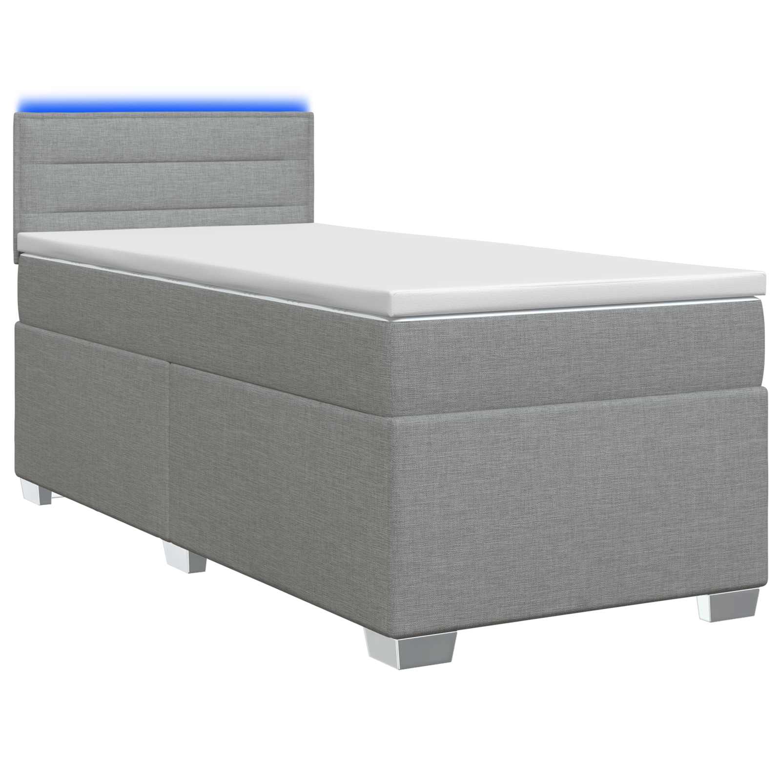Lit de box spring avec matelas et LED Gris clair 80 x 200 cm