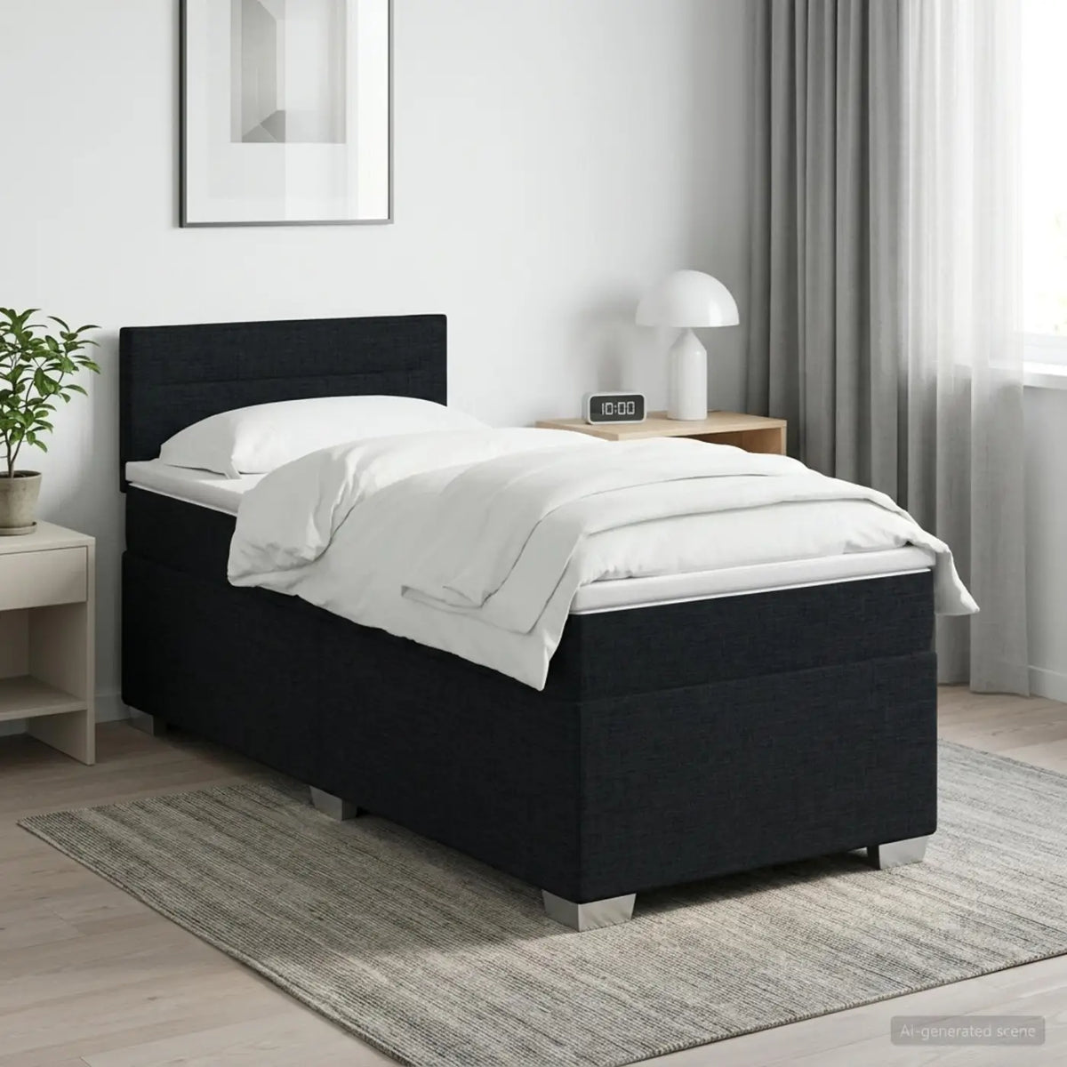 Lit de box spring avec matelas et LED Noir 100 x 200 cm Tissu - XIOS