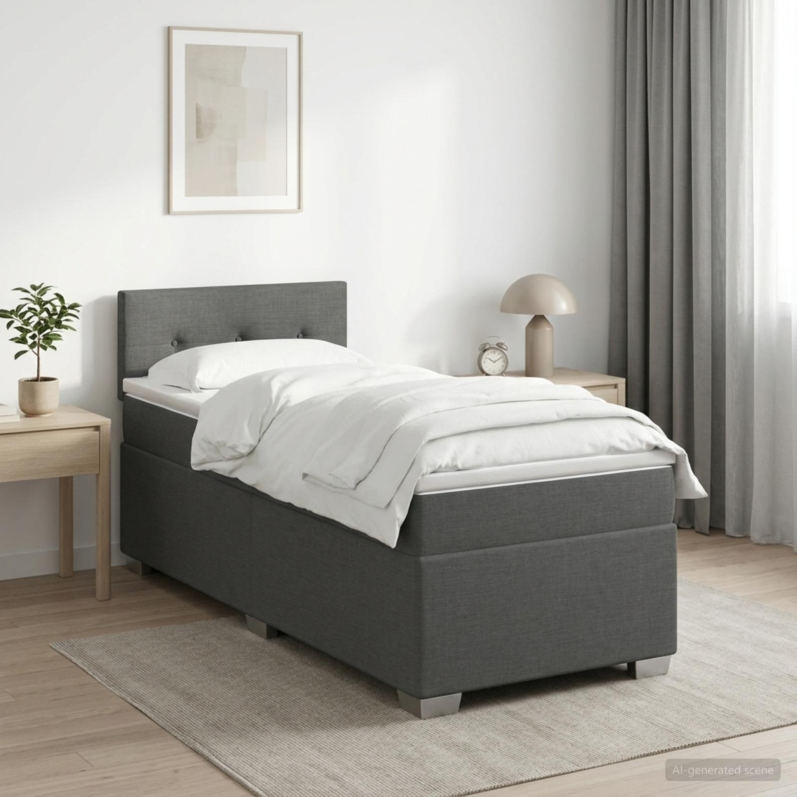 Lit de box spring avec matelas et LED Gris foncé 100 x 200 cm