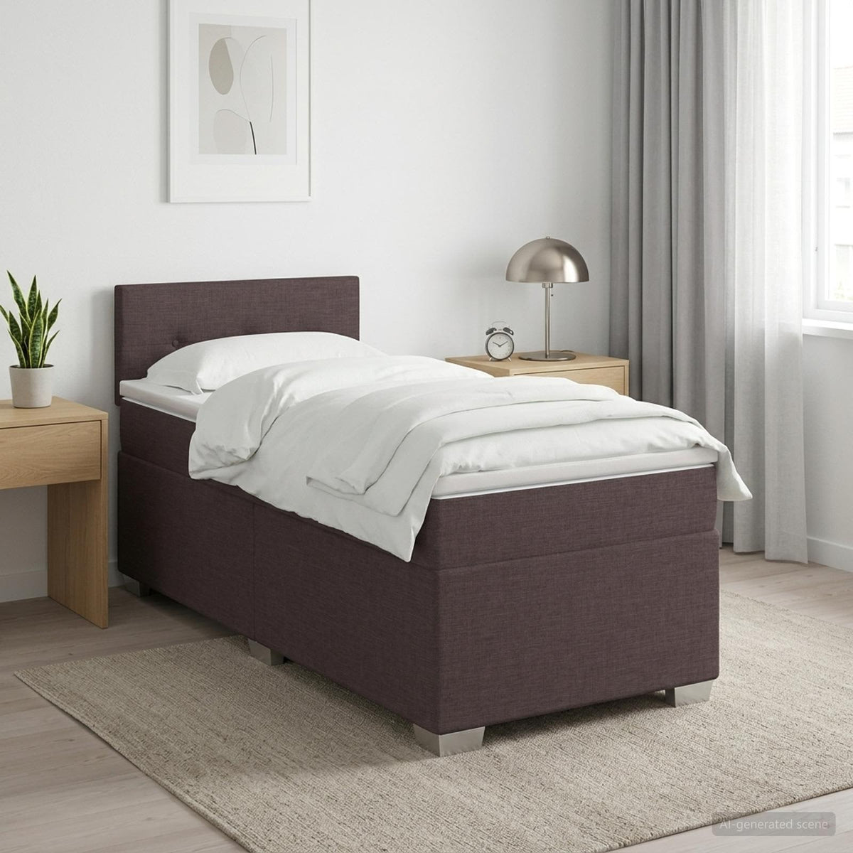 Lit de box spring avec matelas et LED Marron foncé 100 x 200 cm