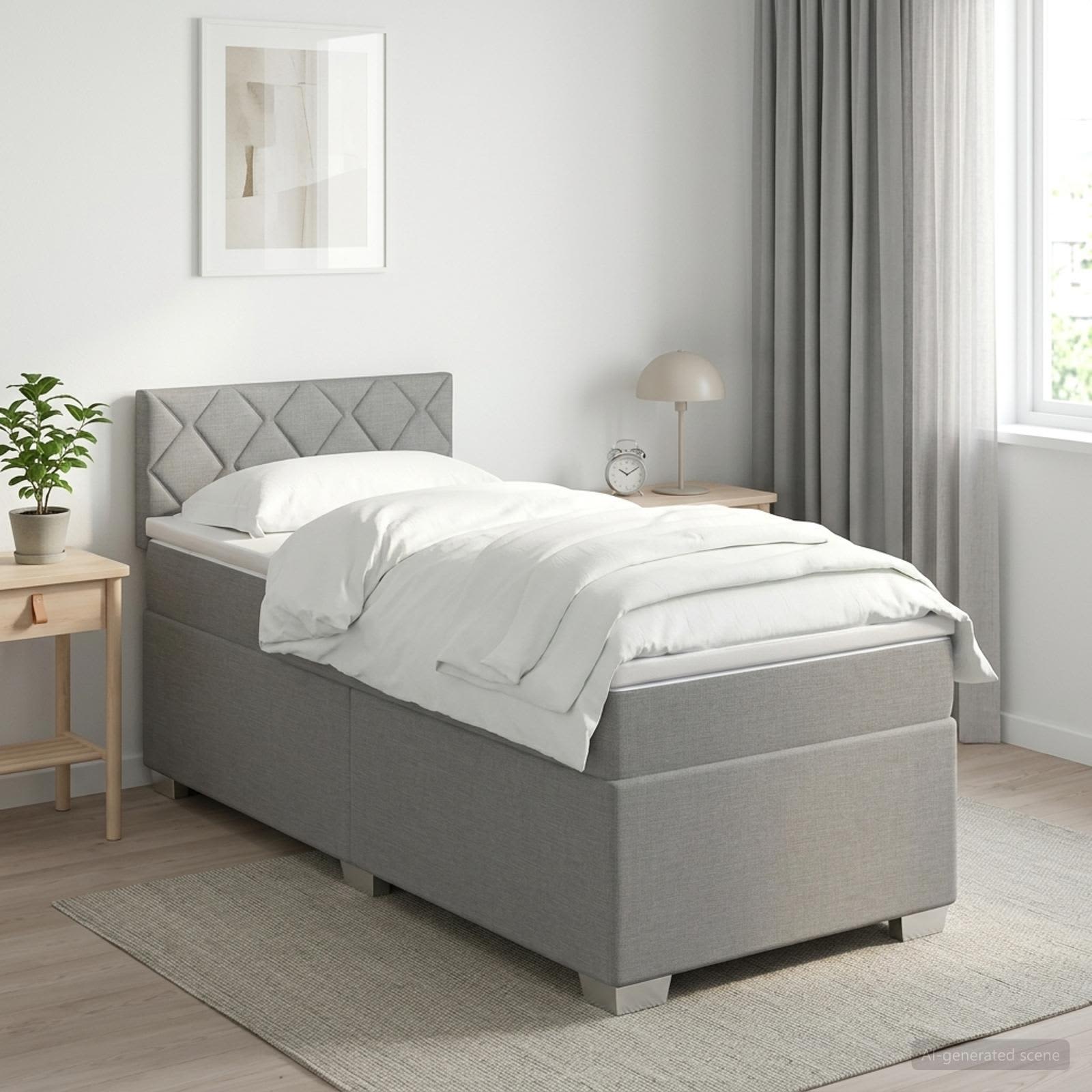 Lit de box spring avec matelas et LED Gris clair 100 x 200 cm