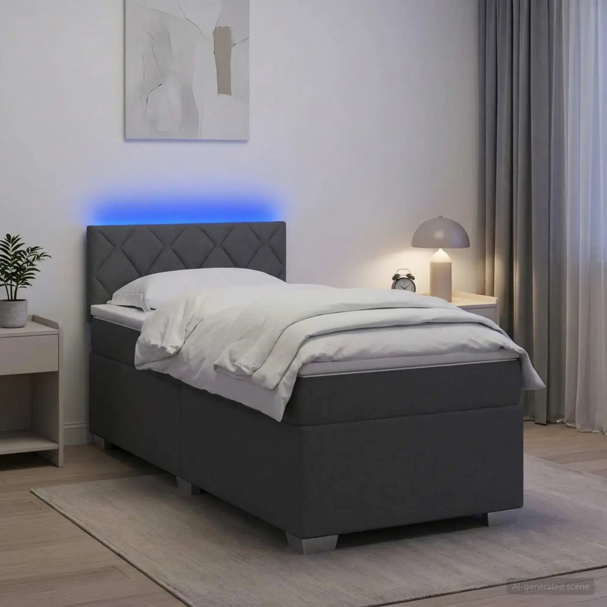 Lit de box spring avec matelas et LED Gris foncé 80 x 200 cm - XIOS