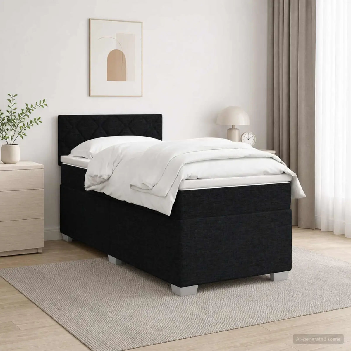 Lit de box spring avec matelas et LED Noir 100 x 200 cm Tissu - XIOS