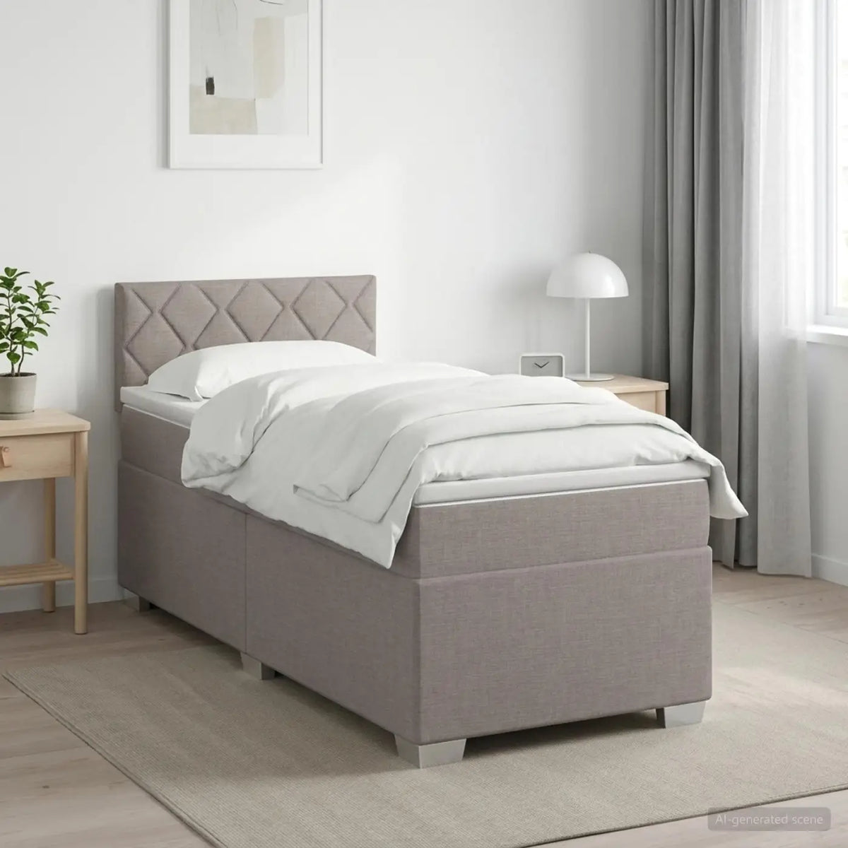 Lit de box spring avec matelas et LED Taupe 80 x 200 cm Tissu - XIOS