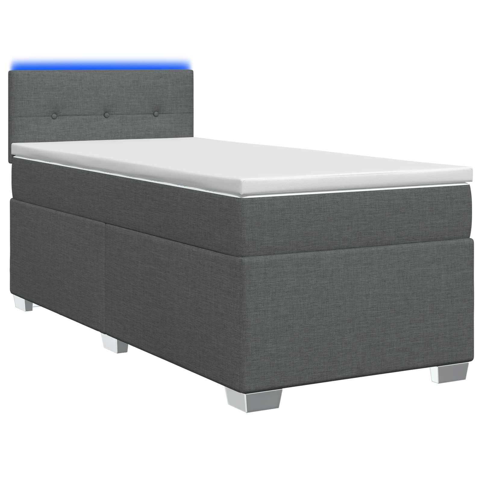 Lit de box spring avec matelas et LED Gris foncé 90 x 190 cm - XIOS