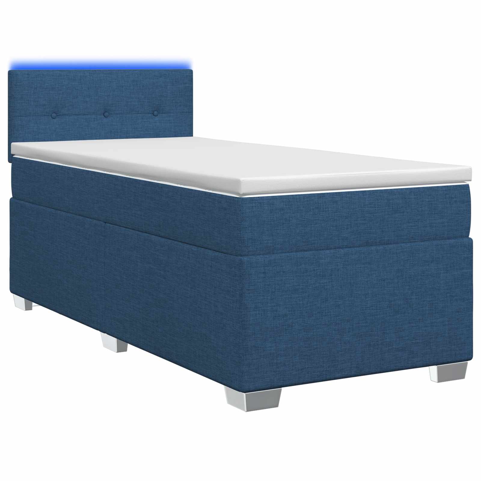 Lit de box spring avec matelas et LED Bleu 90 x 190 cm Tissu - XIOS