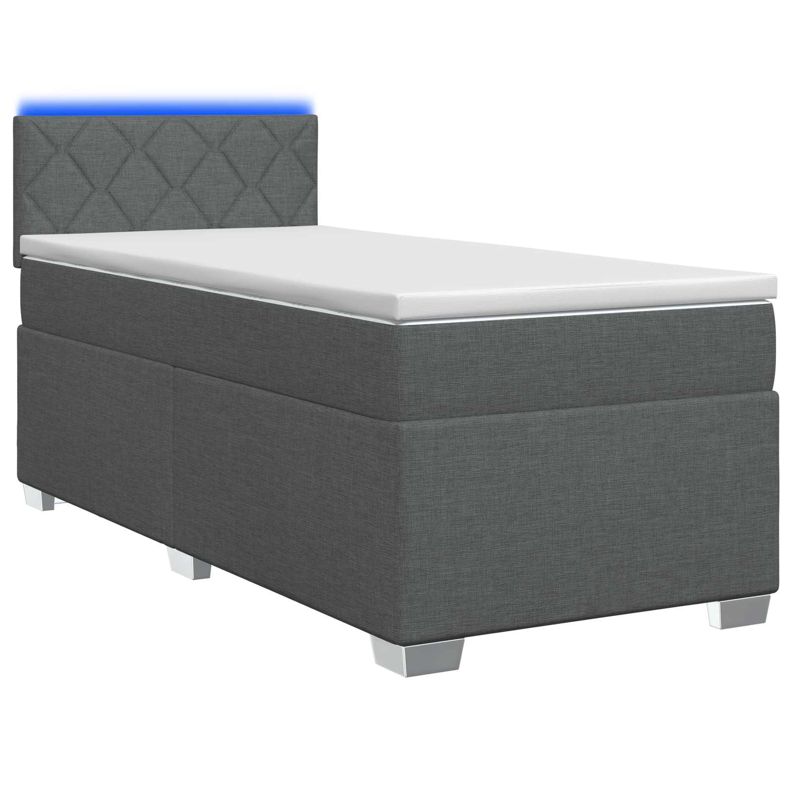 Lit de box spring avec matelas et LED Gris foncé 90 x 190 cm - XIOS