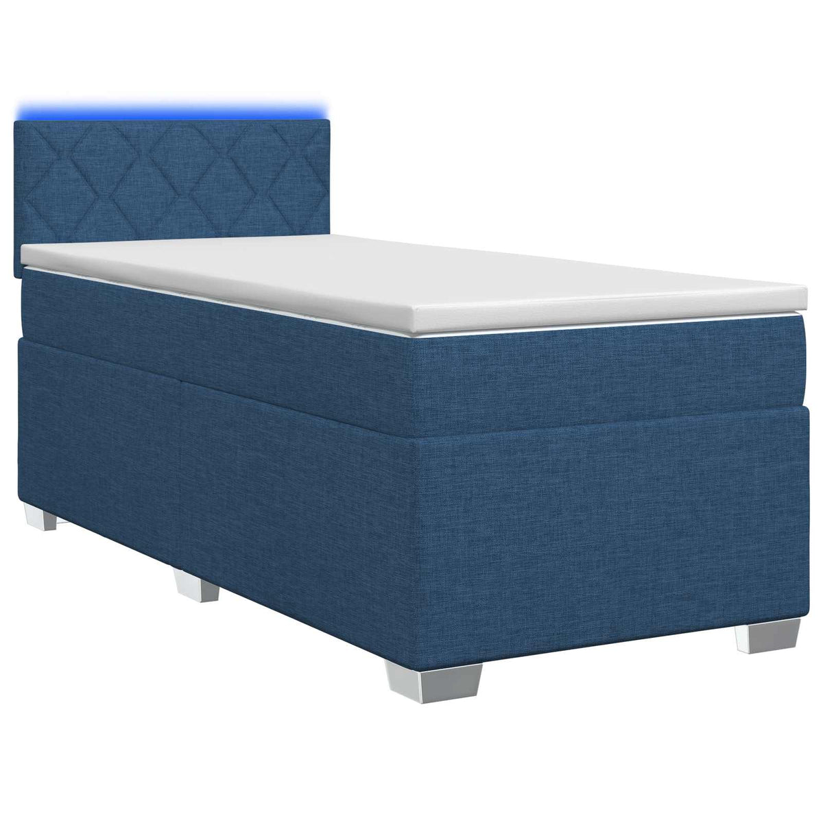 Lit de box spring avec matelas et LED Bleu 90 x 190 cm Tissu