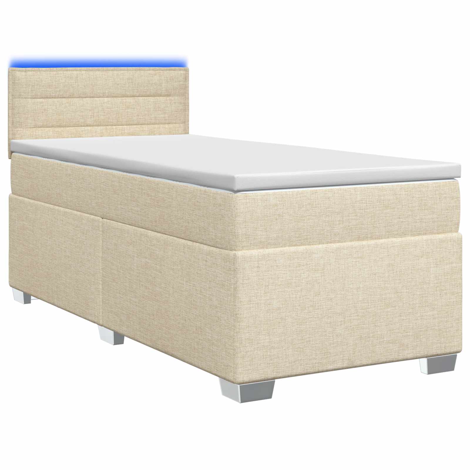 Lit de box spring avec matelas et LED Crème 100 x 200 cm Tissu - XIOS