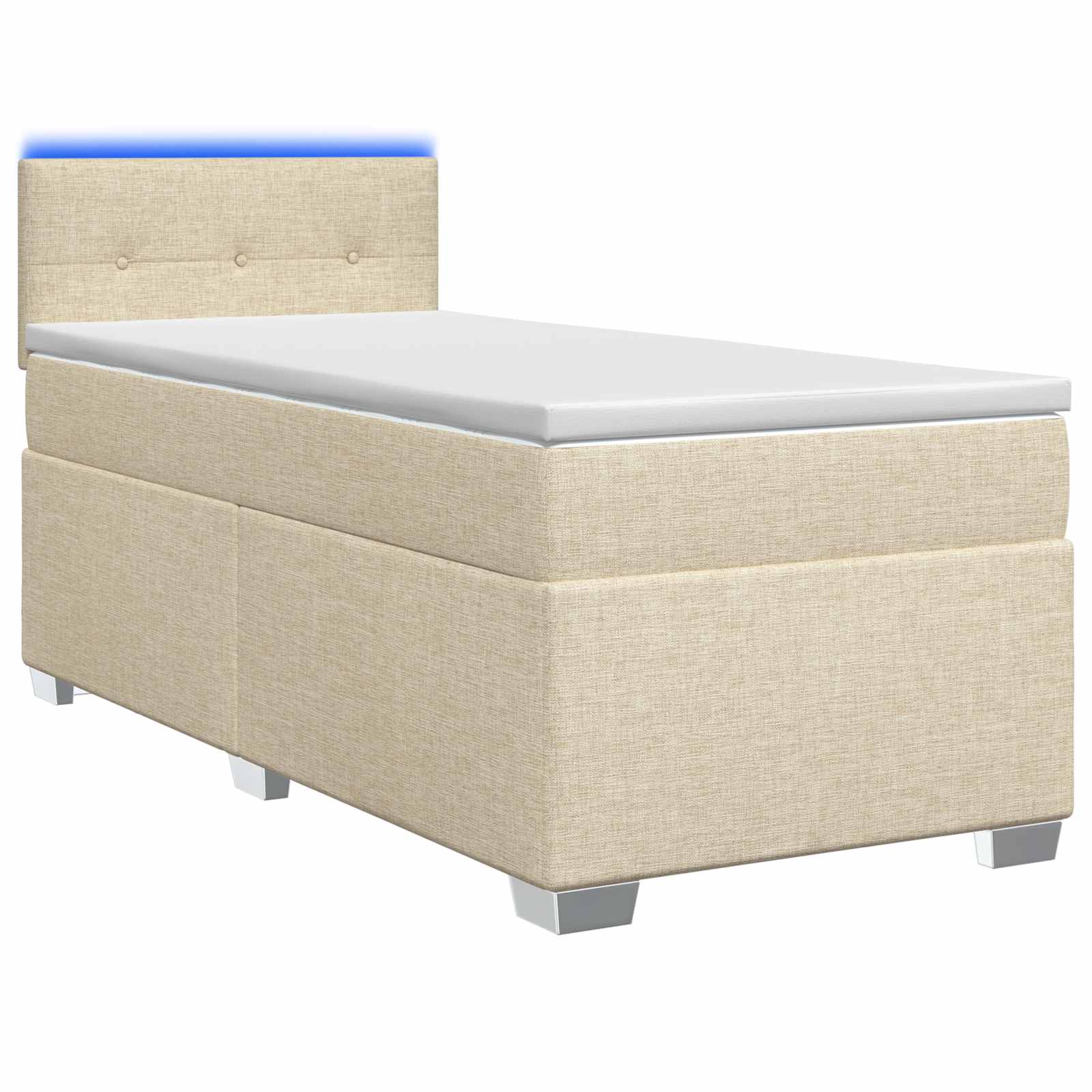 Lit de box spring avec matelas et LED Crème 100 x 200 cm Tissu