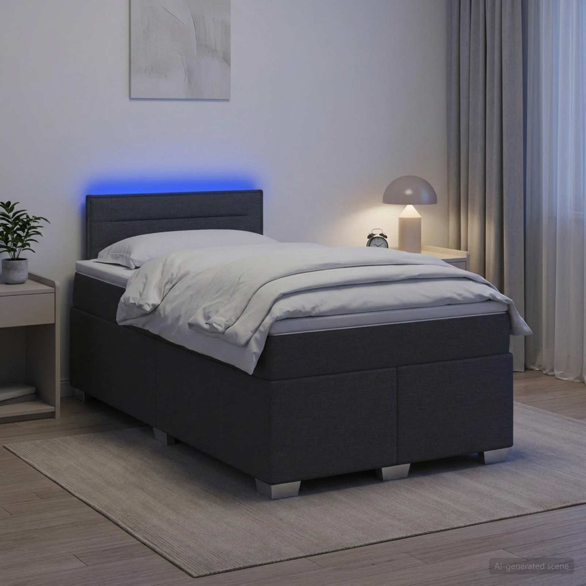 Lit de box spring avec matelas et LED Gris foncé 120 x 190 cm