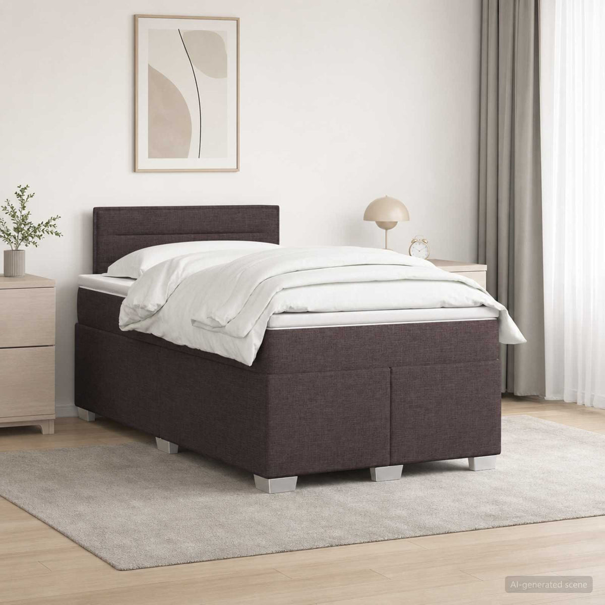 Lit de box spring avec matelas et LED Marron foncé 120 x 190 cm