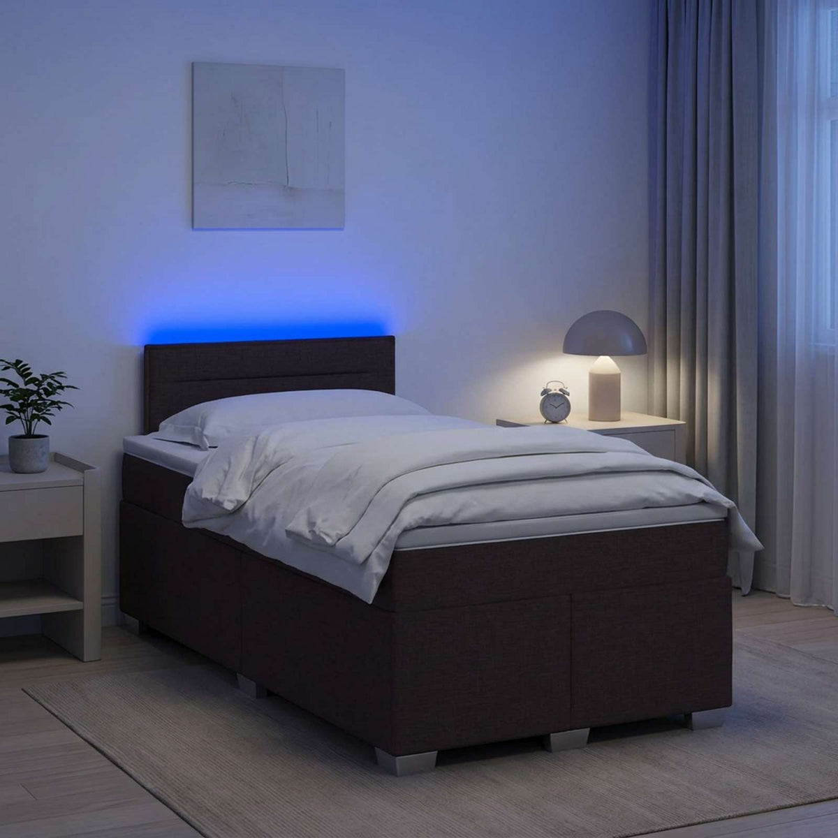 Lit de box spring avec matelas et LED Marron foncé 120 x 190 cm
