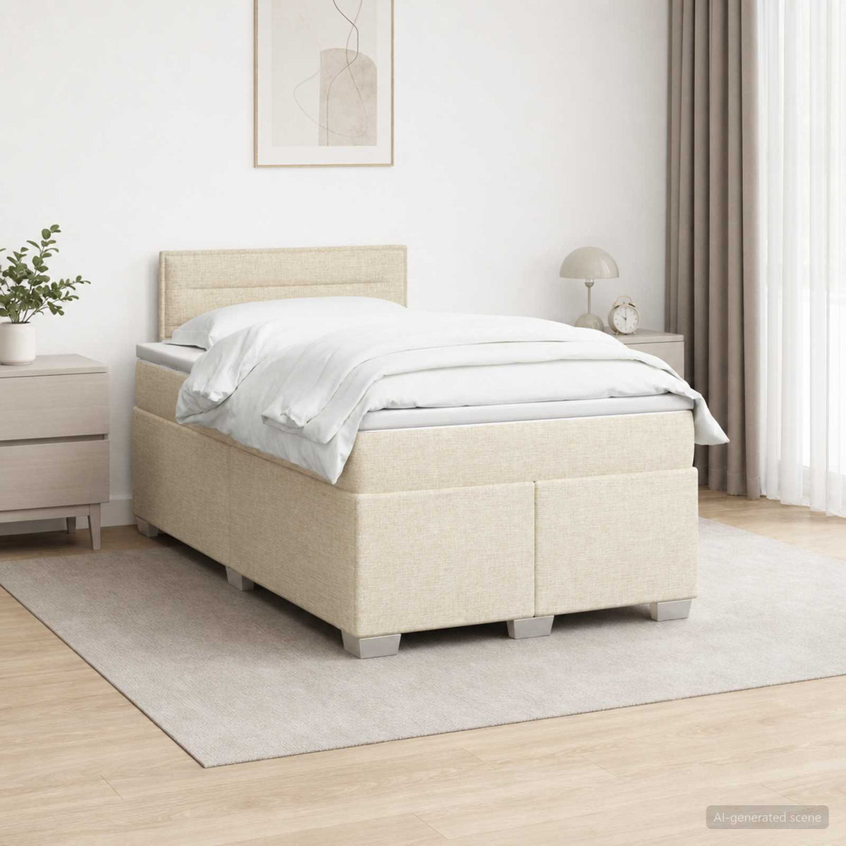 Lit de box spring avec matelas et LED Crème 120 x 200 cm Tissu