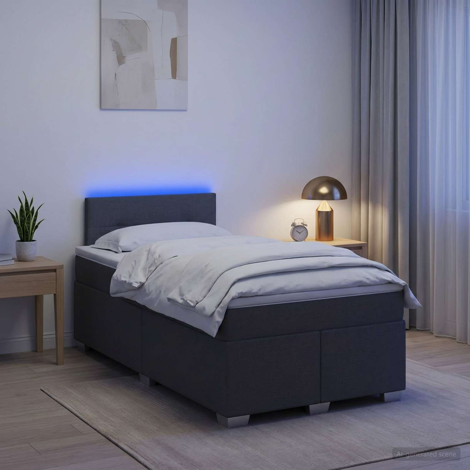 Lit de box spring avec matelas et LED Gris foncé 120 x 190 cm