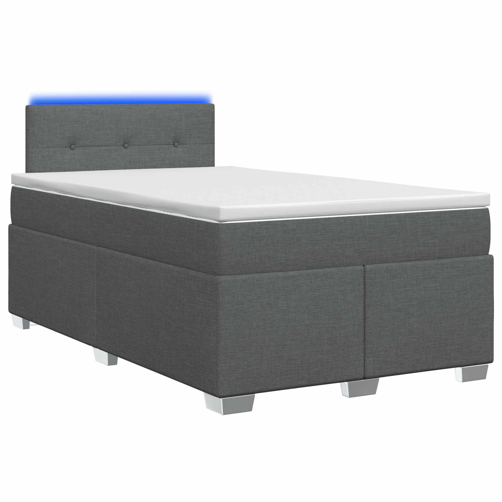 Lit de box spring avec matelas et LED Gris foncé 120 x 190 cm