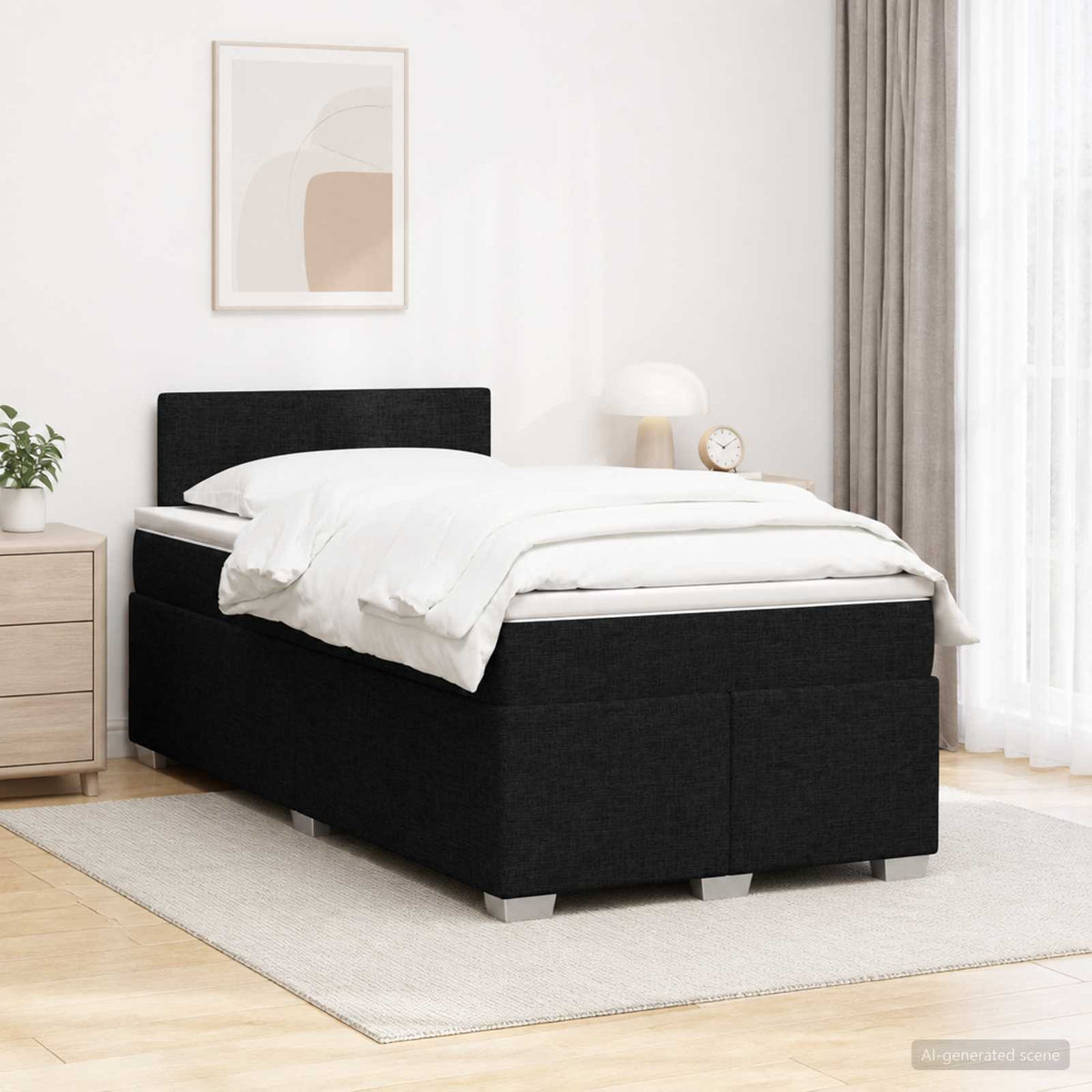 Lit de box spring avec matelas et LED Noir 120 x 200 cm Tissu
