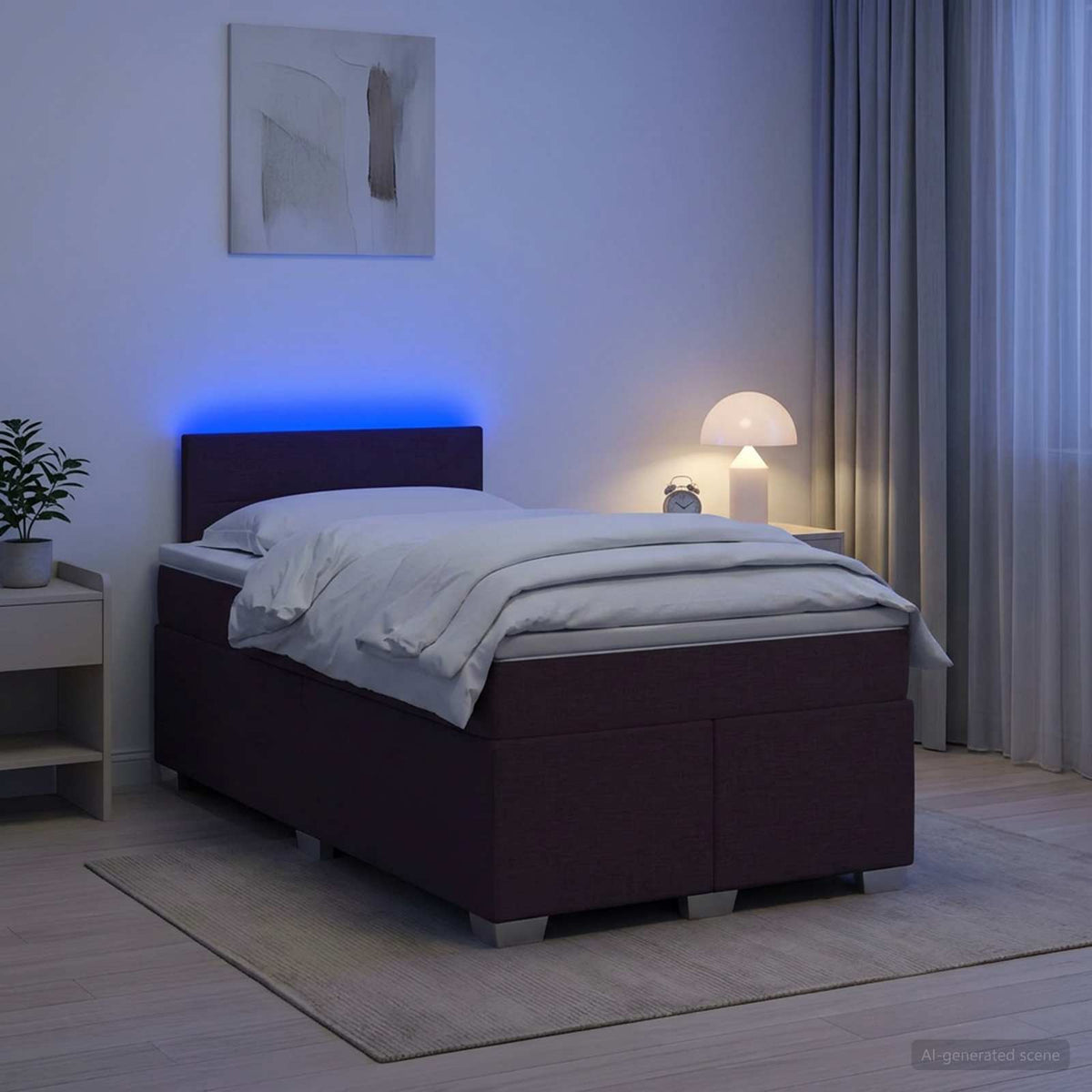 Lit de box spring avec matelas et LED Marron foncé 120 x 200 cm