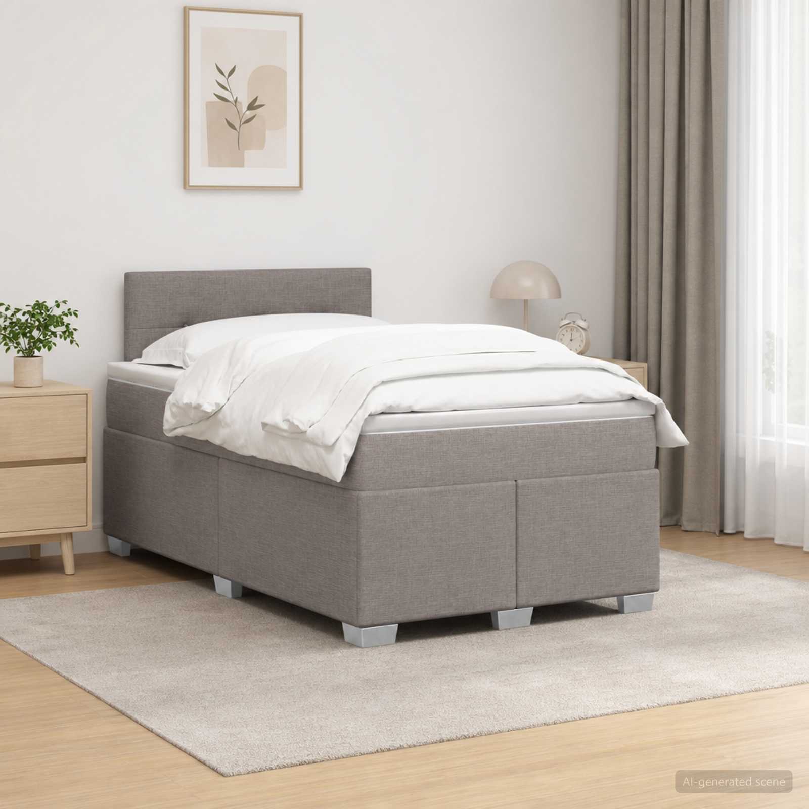 Lit de box spring avec matelas et LED Taupe 120 x 190 cm Tissu