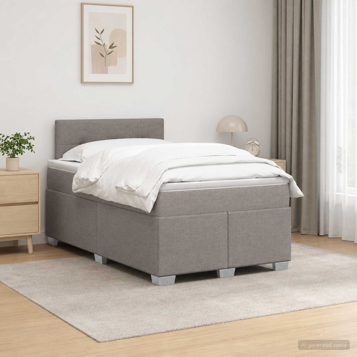 Lit de box spring avec matelas et LED Taupe 120 x 200 cm Tissu