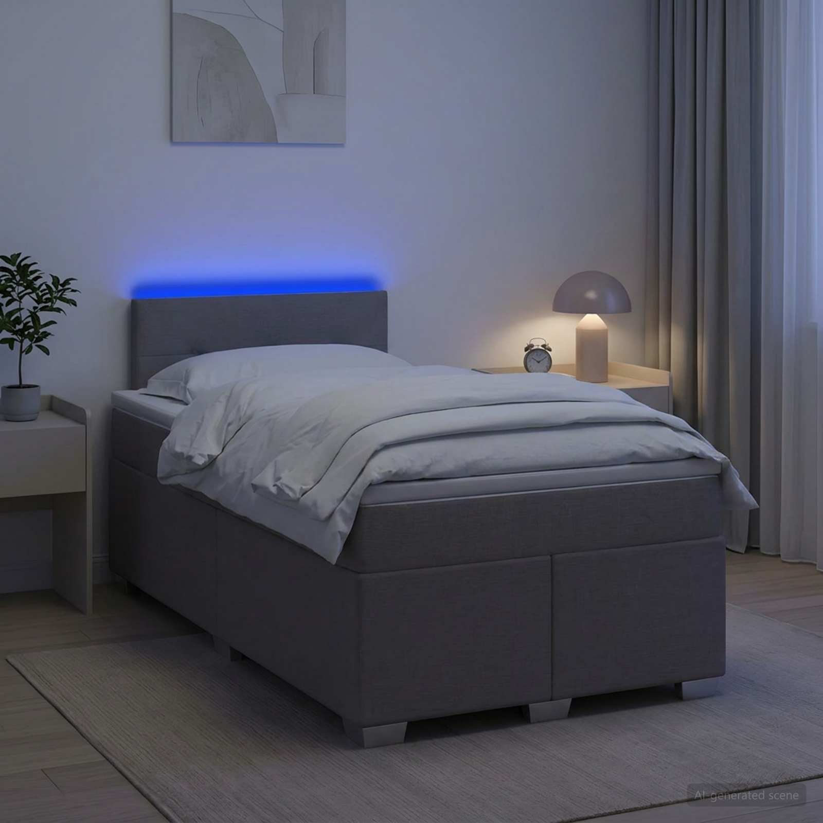 Lit de box spring avec matelas et LED Taupe 120 x 190 cm Tissu