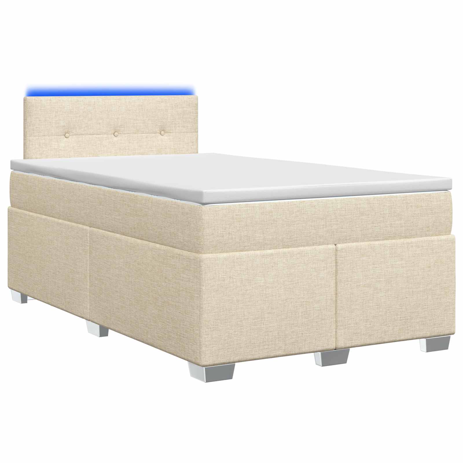 Lit de box spring avec matelas et LED Crème 120 x 190 cm Tissu