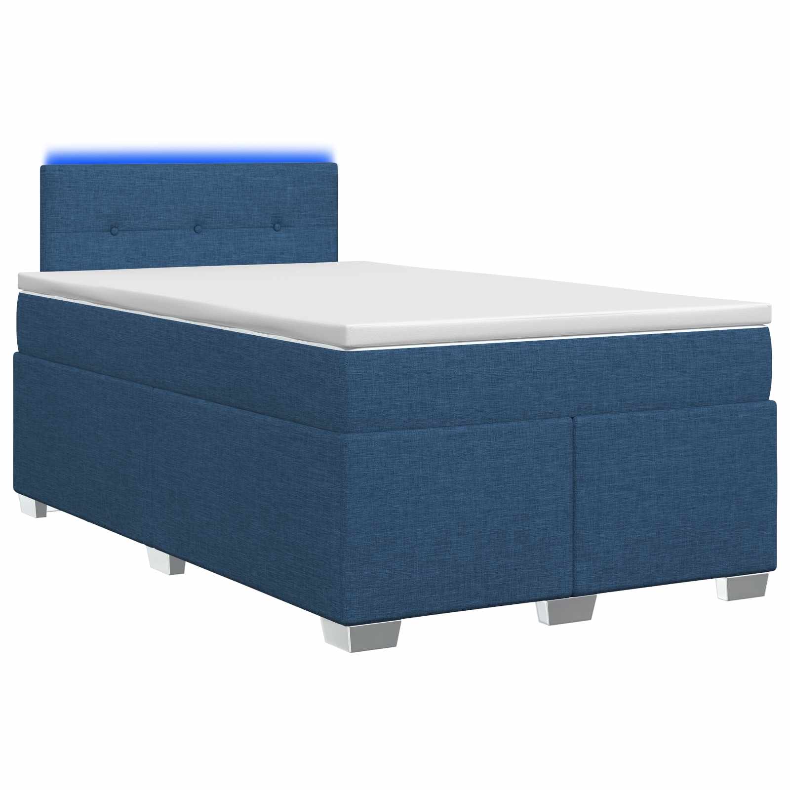 Lit de box spring avec matelas et LED Bleu 120 x 190 cm Tissu