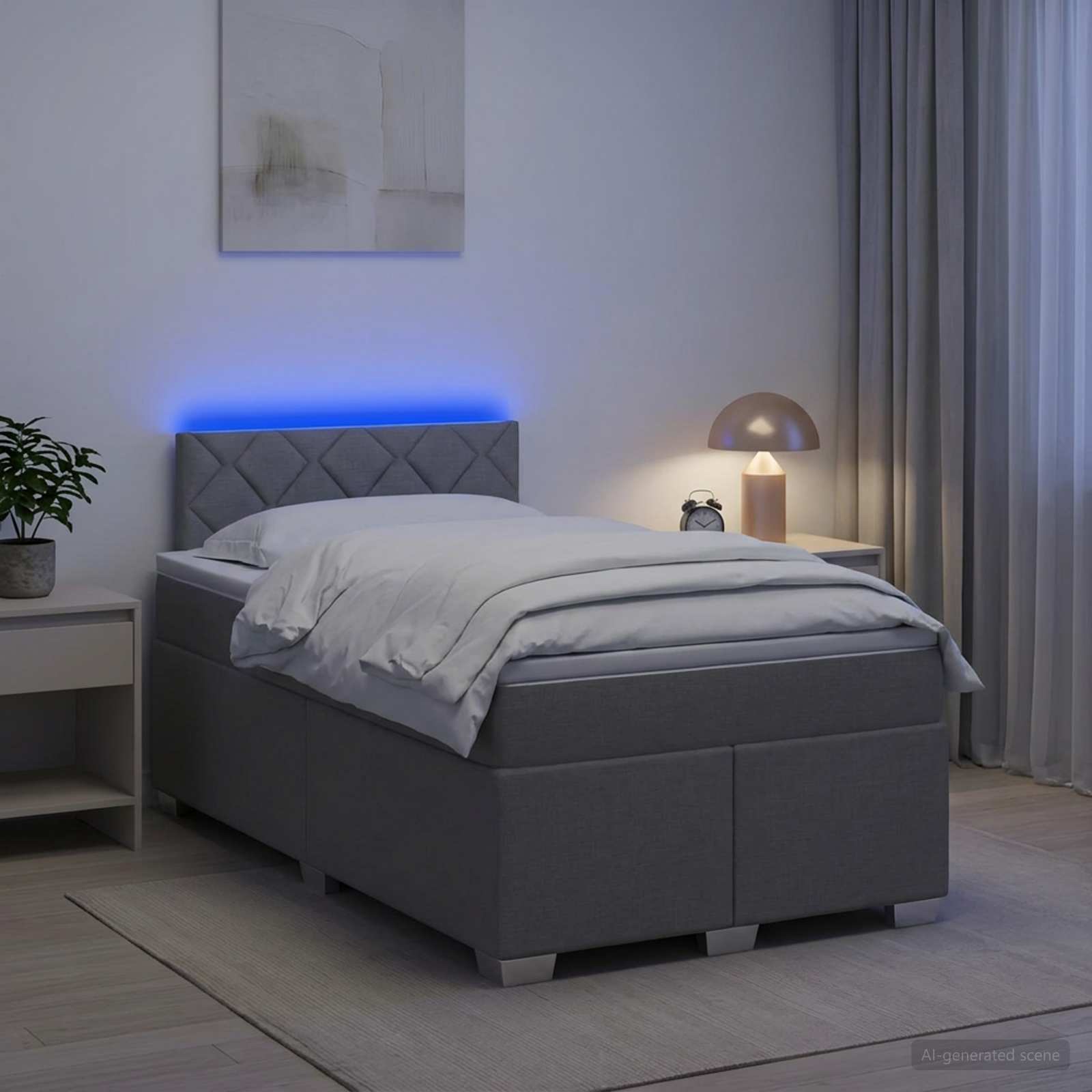 Lit de box spring avec matelas et LED Gris clair 120 x 200 cm