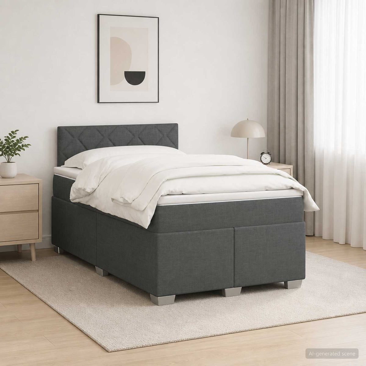 Lit de box spring avec matelas et LED Gris foncé 120 x 200 cm