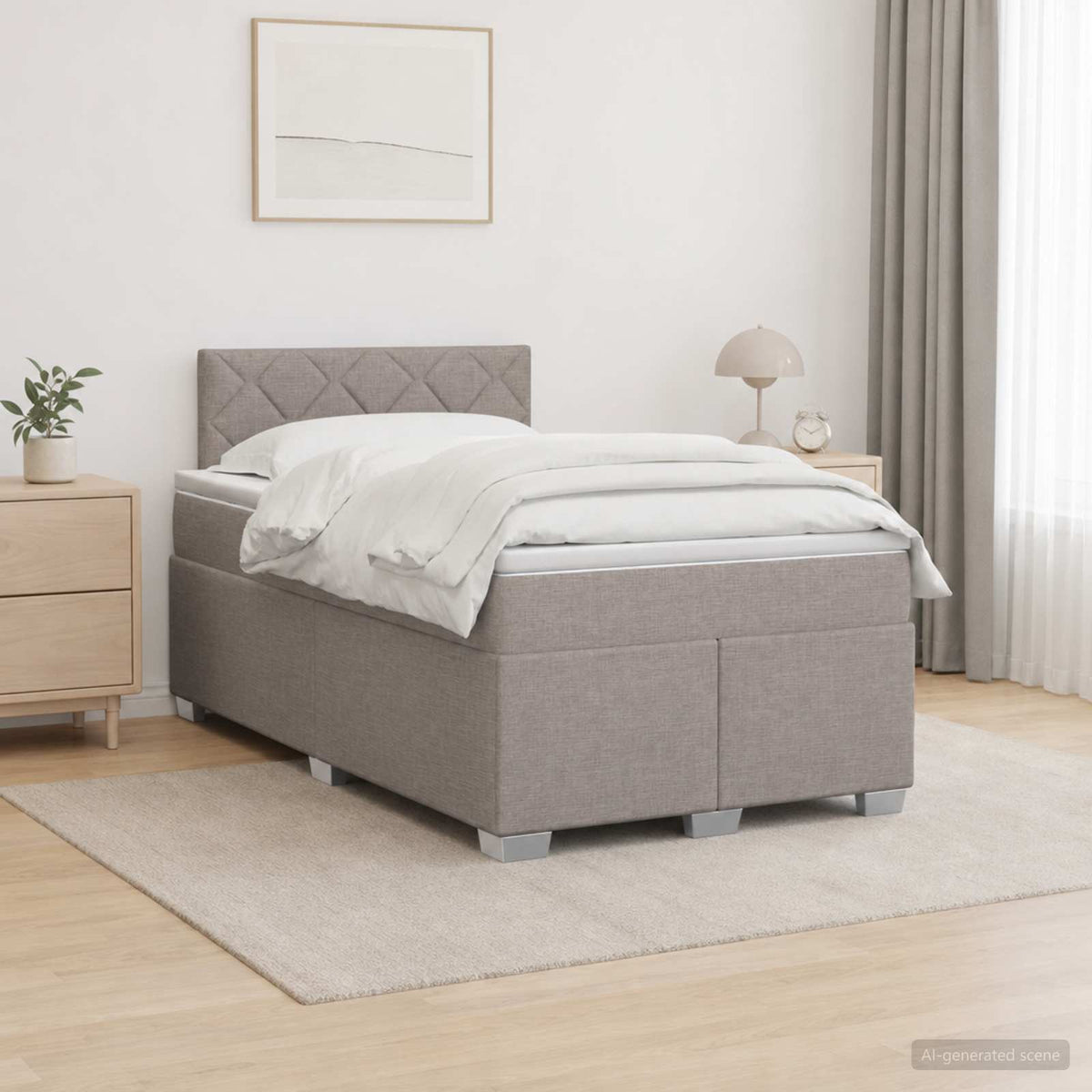Lit de box spring avec matelas et LED Taupe 120 x 190 cm Tissu