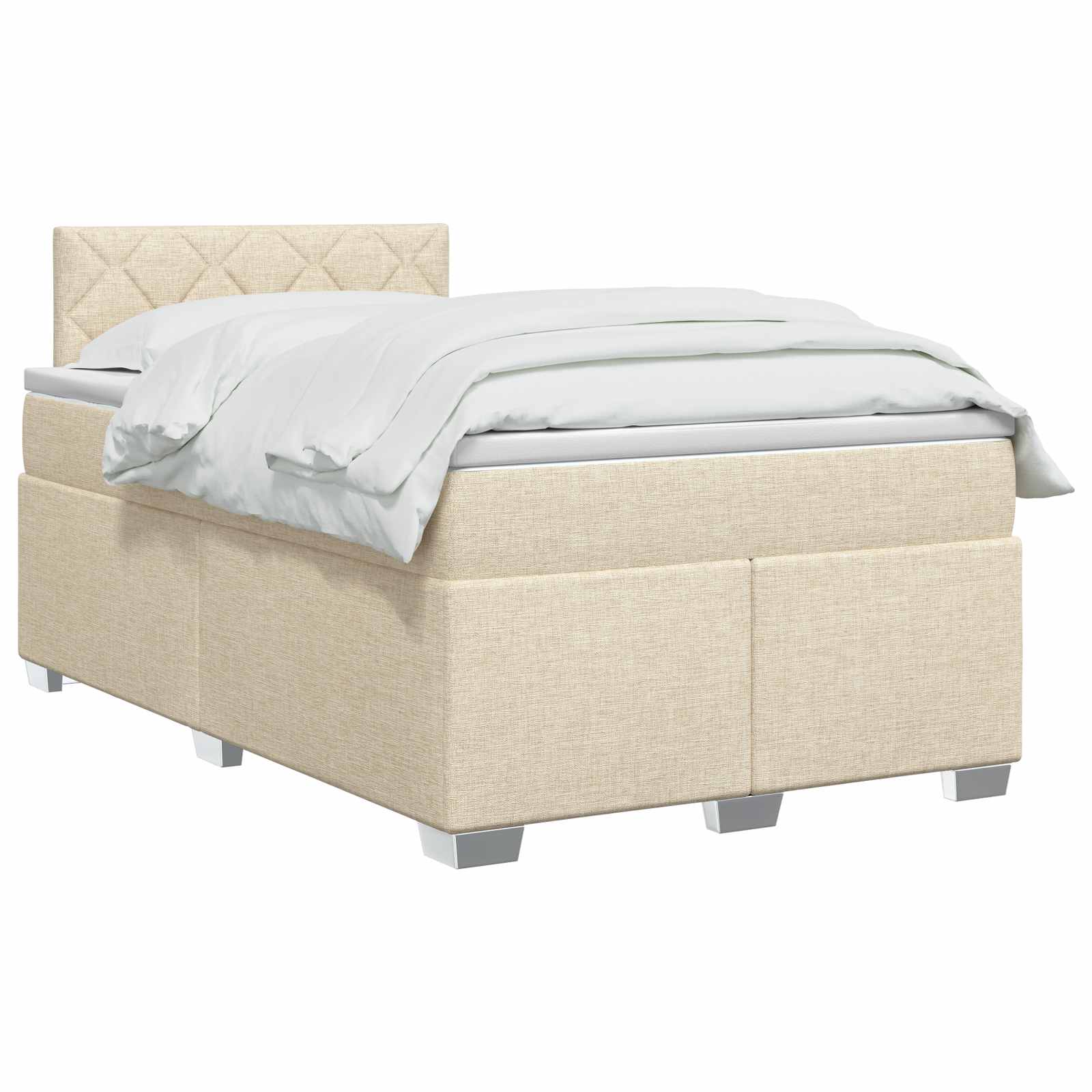 Lit de box spring avec matelas et LED Crème 120 x 190 cm Tissu