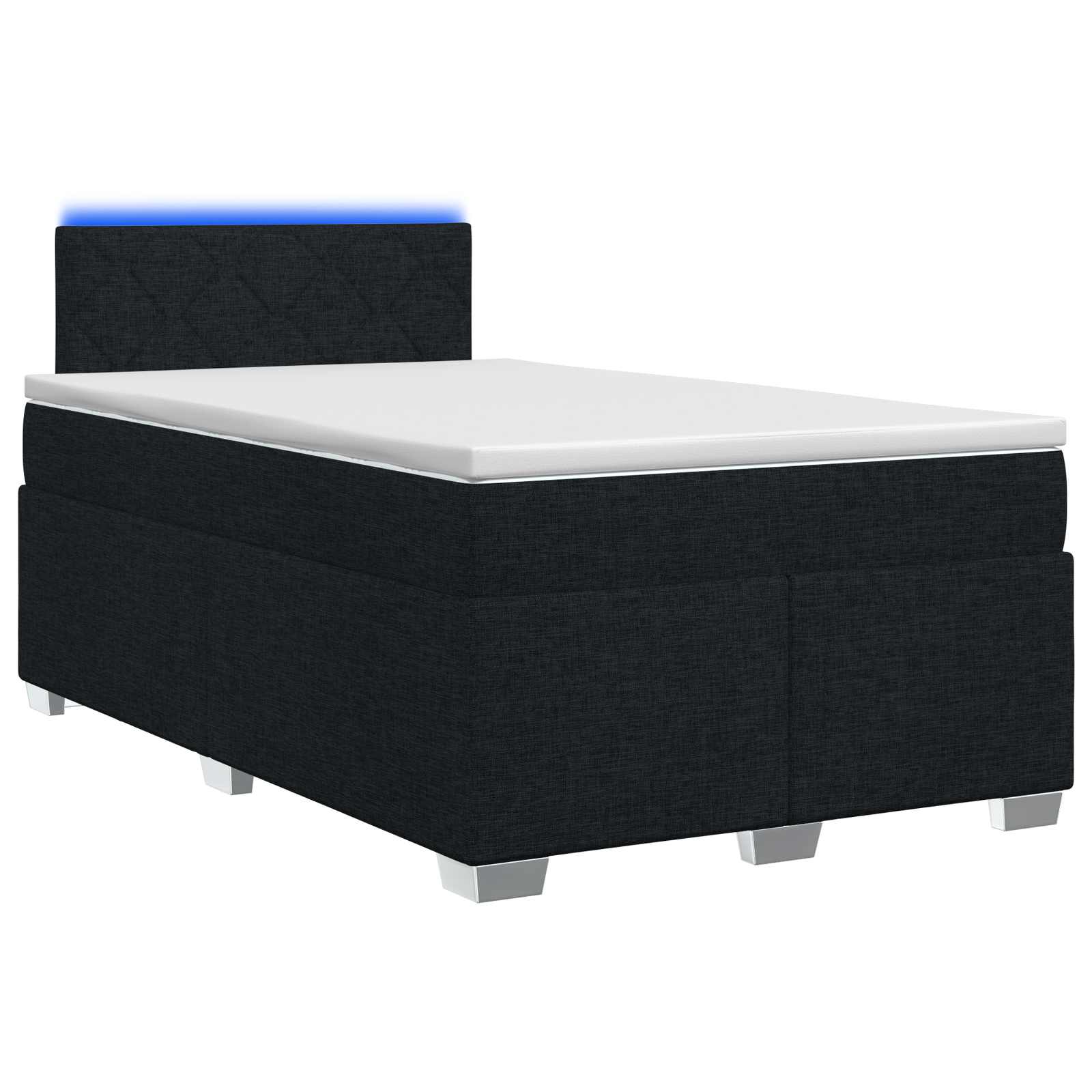 Lit de box spring avec matelas et LED Noir 120 x 200 cm Tissu