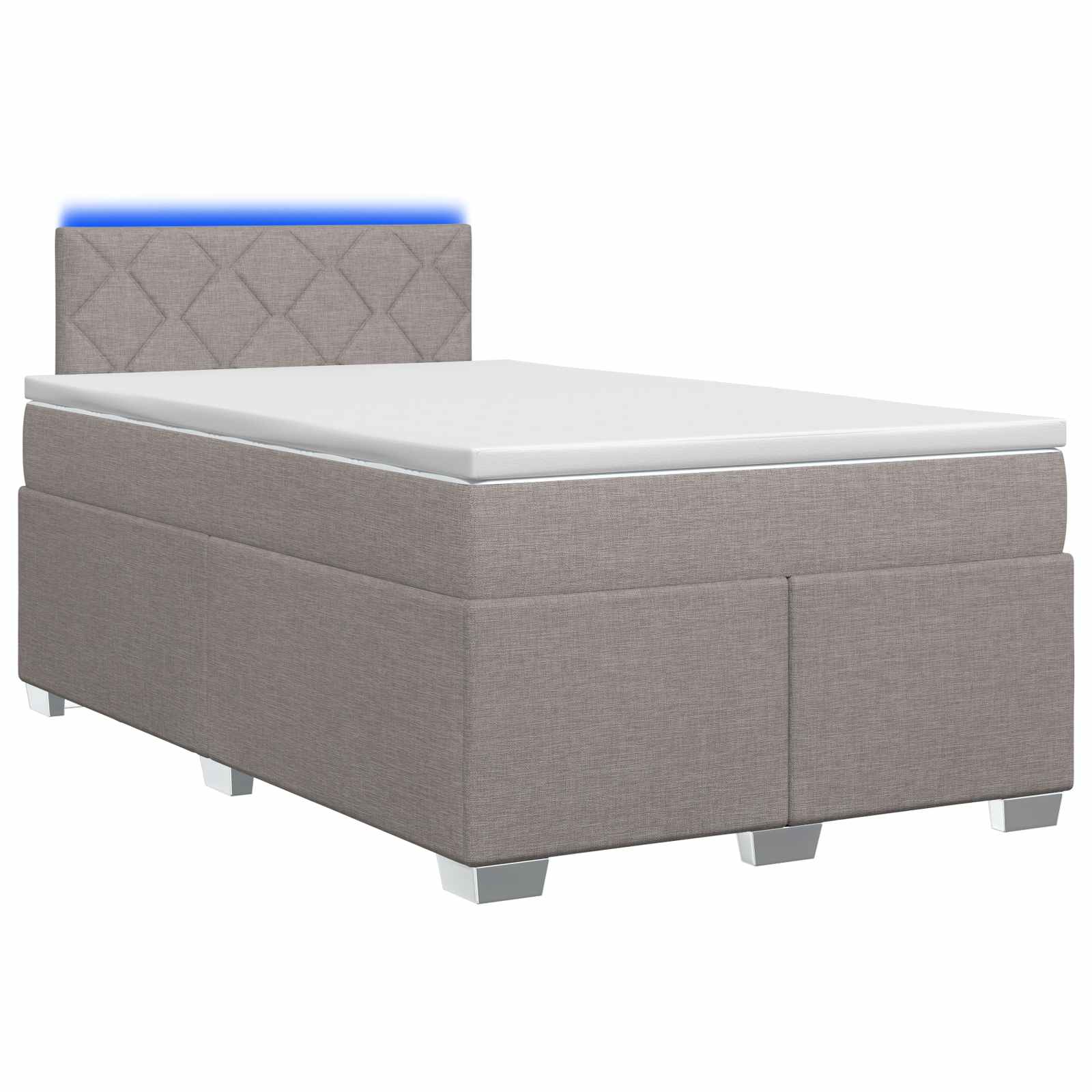 Lit de box spring avec matelas et LED Taupe 120 x 200 cm Tissu - XIOS