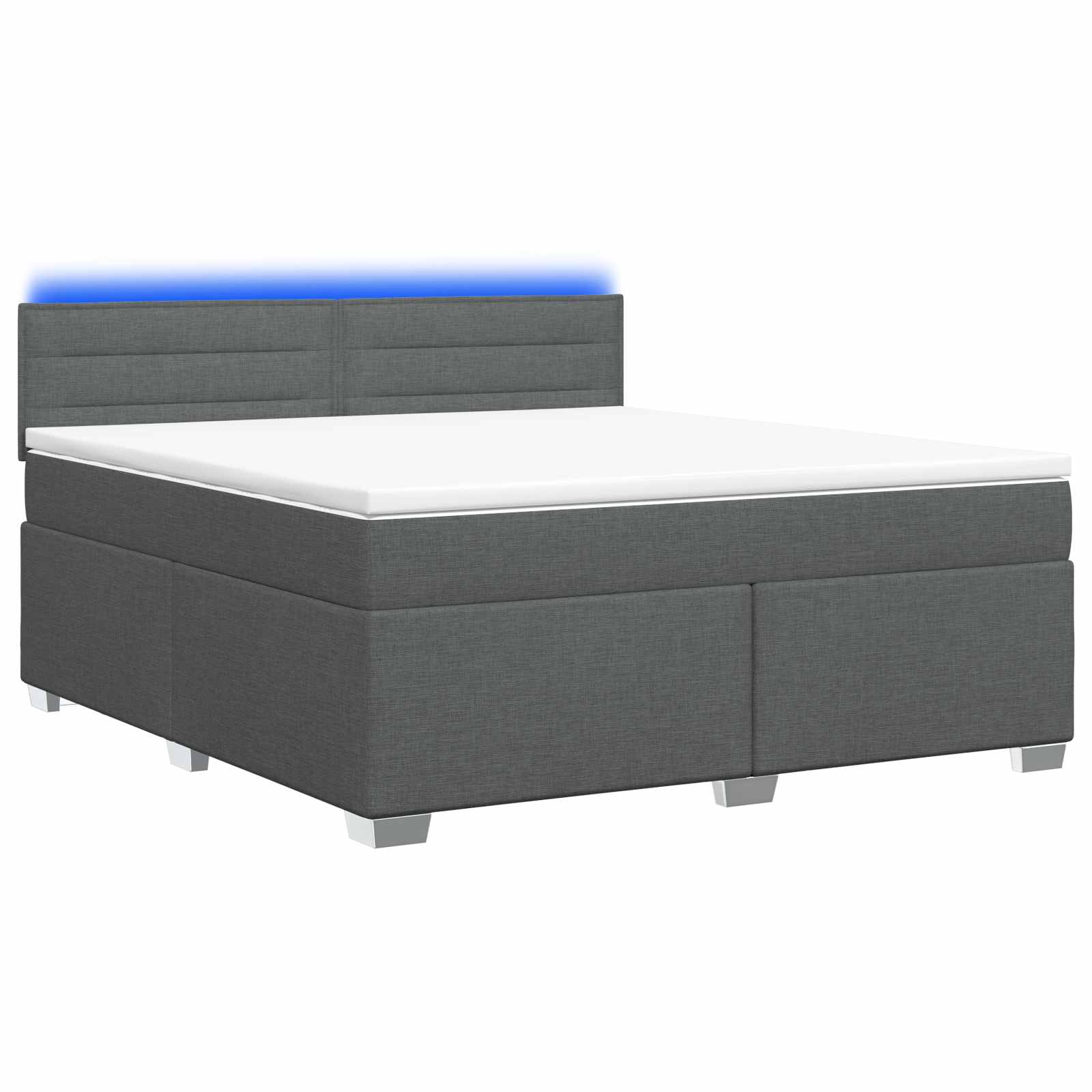 Lit de box spring avec matelas et LED Gris foncé 140 x 190 cm