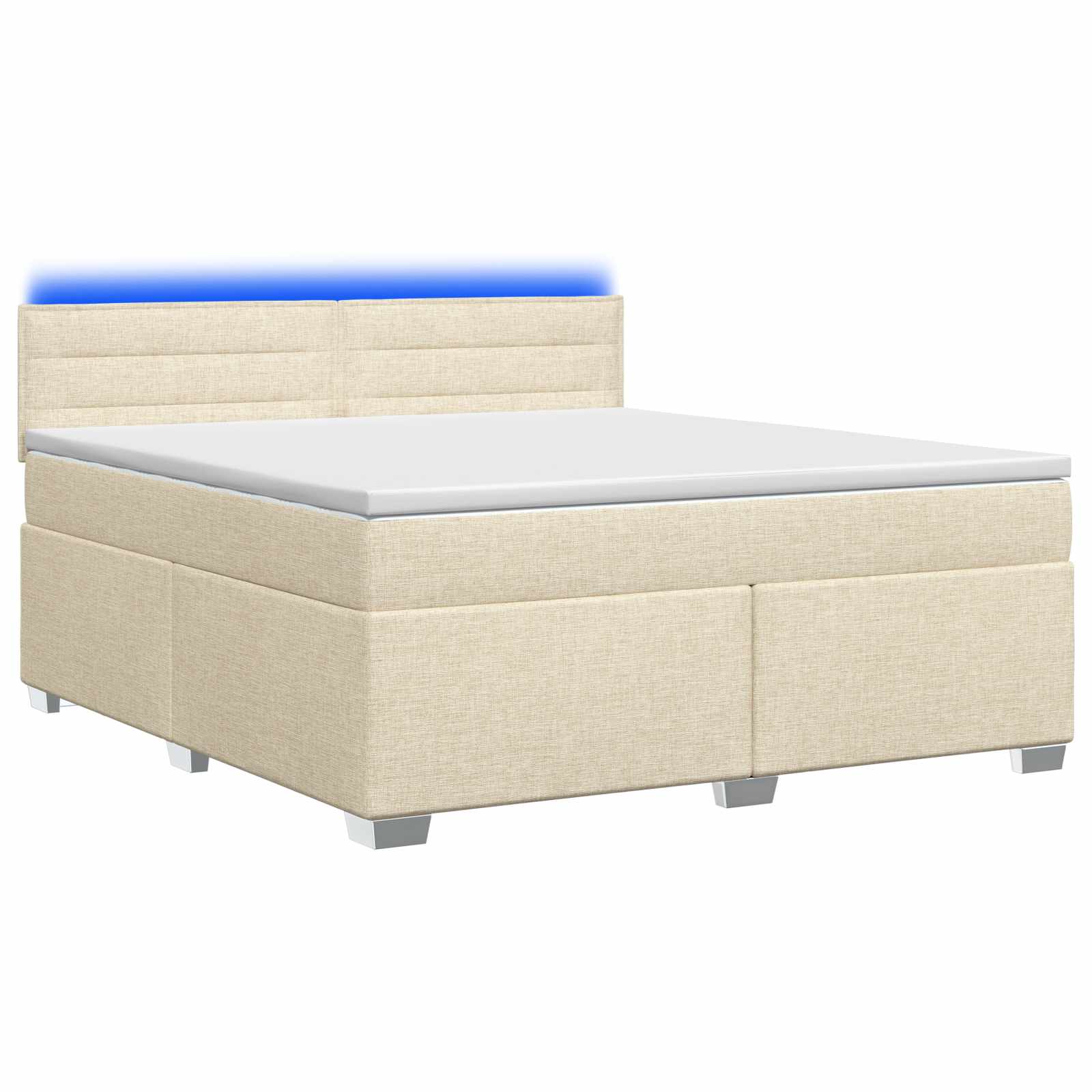 Lit de box spring avec matelas et LED Crème 140 x 190 cm Tissu
