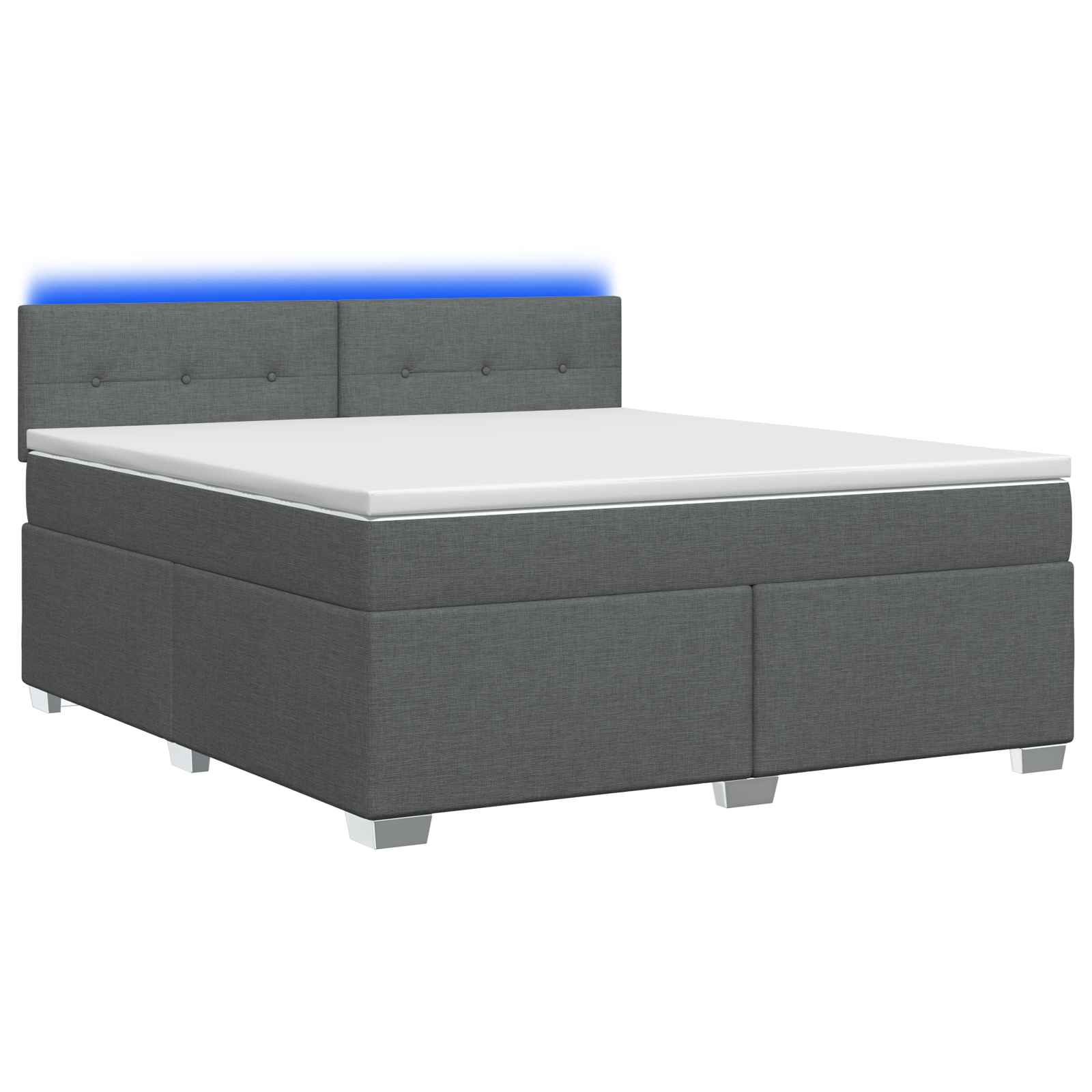 Lit de box spring avec matelas et LED Gris foncé 140 x 190 cm - XIOS
