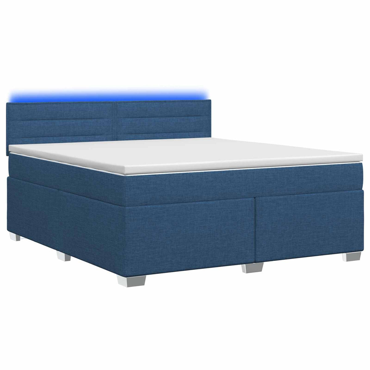 Lit de box spring avec matelas et LED Bleu 140 x 200 cm Tissu