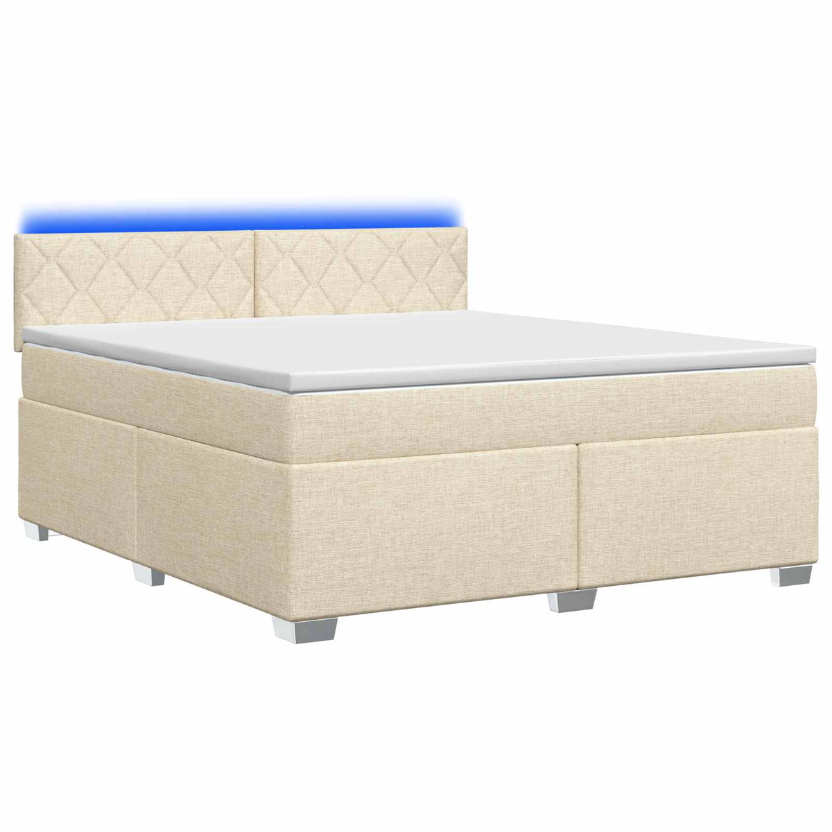 Lit de box spring avec matelas et LED Crème 140 x 200 cm Tissu