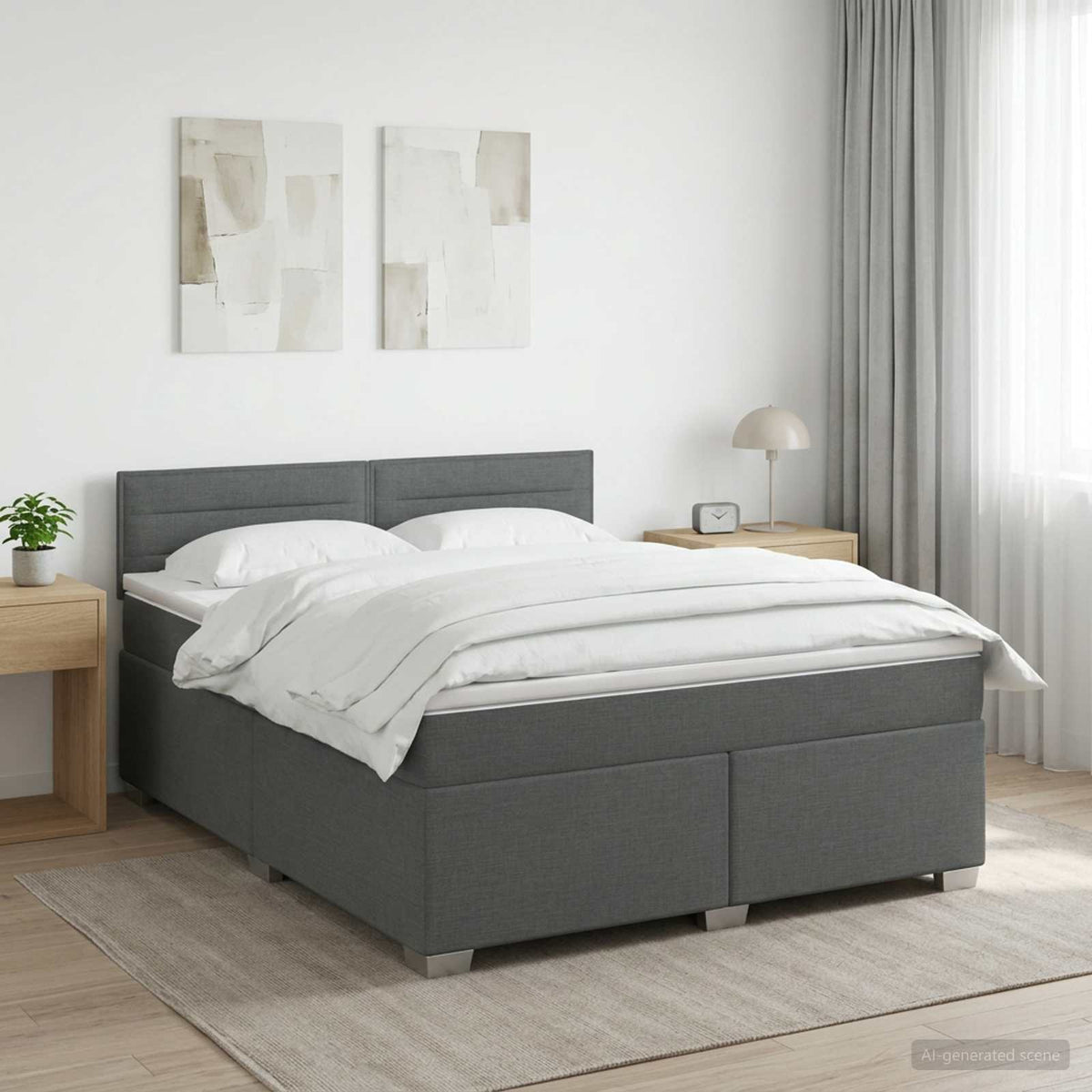 Lit de box spring avec matelas et LED Gris foncé 140 x 200 cm