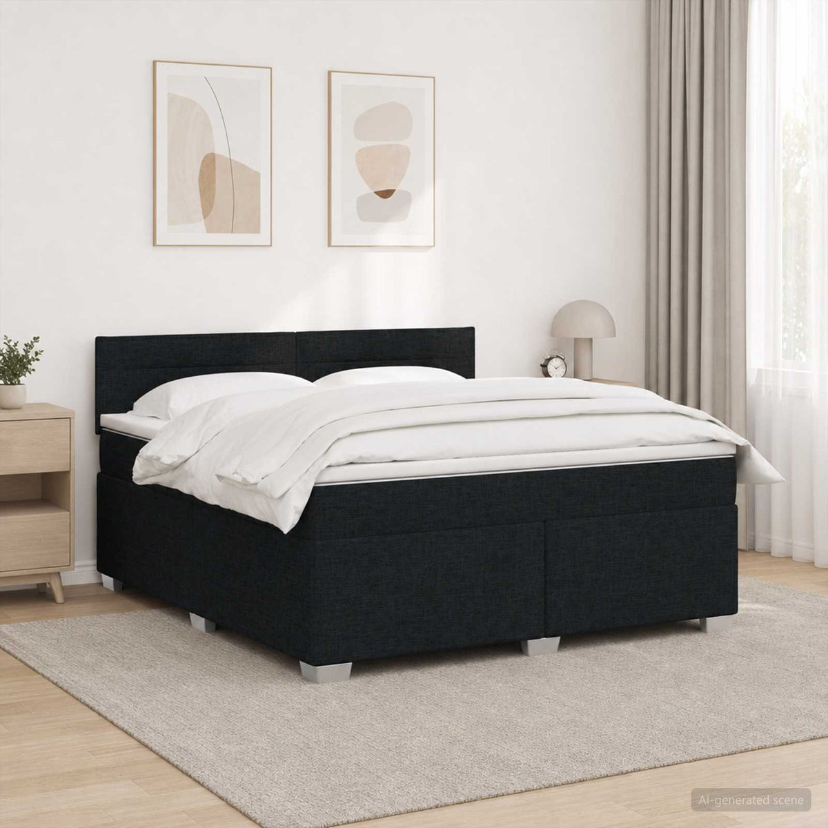 Lit de box spring avec matelas et LED Noir 140 x 200 cm Tissu