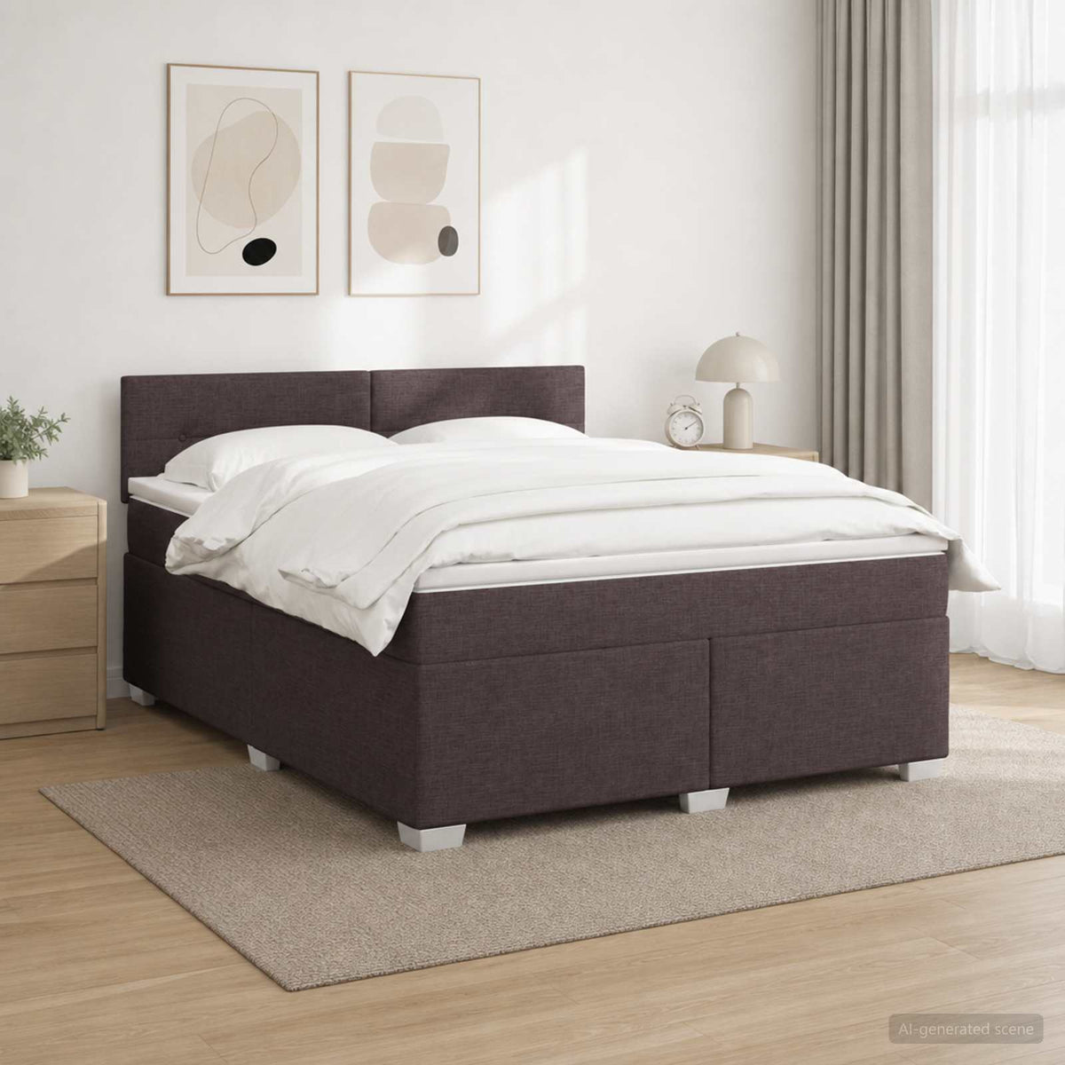 Lit de box spring avec matelas et LED Marron foncé 140 x 200 cm