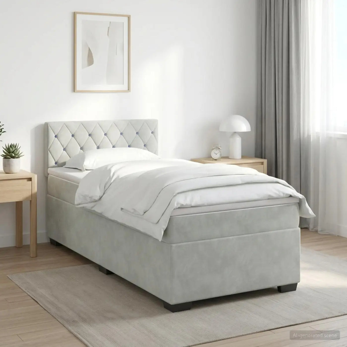Lit de box spring avec matelas et LED Gris clair 100 x 200 cm - XIOS