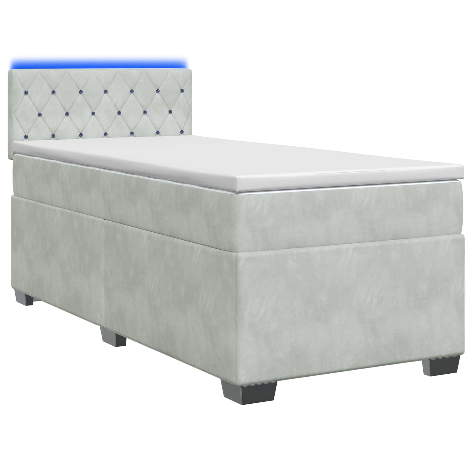 Lit de box spring avec matelas et LED Gris clair 80 x 200 cm - XIOS