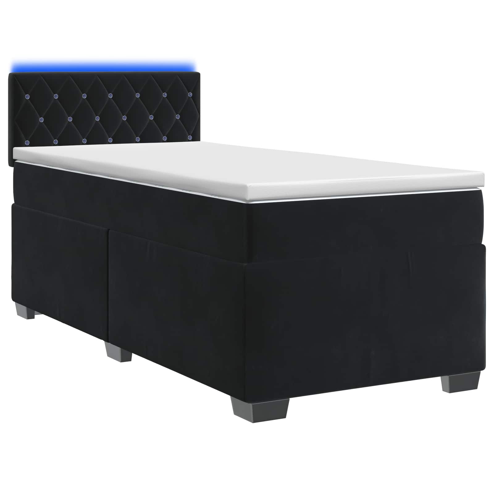 Lit de box spring avec matelas et LED Noir 80 x 200 cm Velours - XIOS