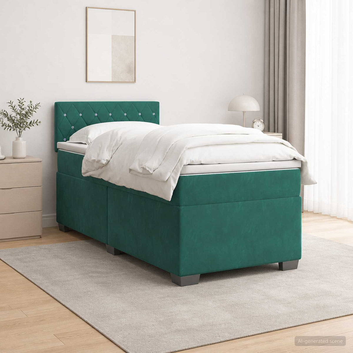 Lit de box spring avec matelas et LED Vert foncé 80 x 200 cm