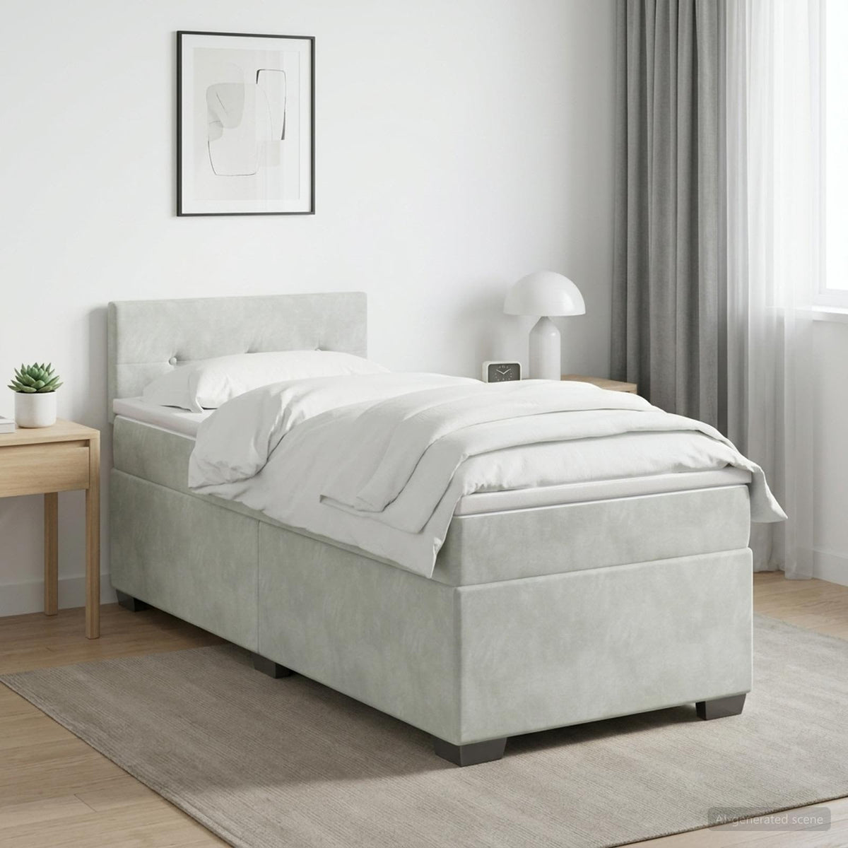 Lit de box spring avec matelas et LED Gris clair 90 x 190 cm
