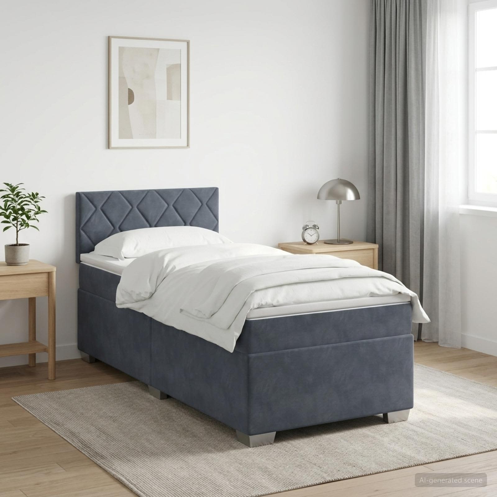 Lit de box spring avec matelas et LED Gris foncé 100 x 200 cm